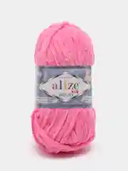 Розовый пряжа плюшевая Alize Velluto, 100% микрополиэстер, 100г, 68м, плюшевая, велюровая веллюто