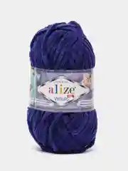 Синий пряжа плюшевая Alize Velluto, 100% микрополиэстер, 100г, 68м, плюшевая, велюровая веллюто
