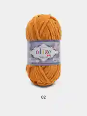 Горчичный пряжа плюшевая Alize Velluto, 100% микрополиэстер, 100г, 68м, плюшевая, велюровая веллюто