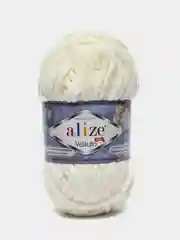 Молочный пряжа плюшевая Alize Velluto, 100% микрополиэстер, 100г, 68м, плюшевая, велюровая веллюто