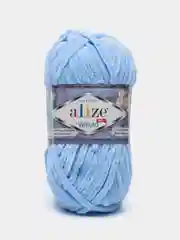 Небесно-голубой пряжа плюшевая Alize Velluto, 100% микрополиэстер, 100г, 68м, плюшевая, велюровая веллюто