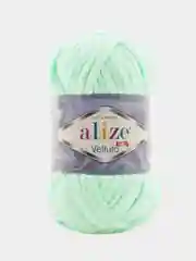 Салатовый пряжа плюшевая Alize Velluto, 100% микрополиэстер, 100г, 68м, плюшевая, велюровая веллюто