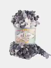 Тёмно-серый пряжа Alize Puffy Fine Color 100% Микрополиэстер 100г 14м