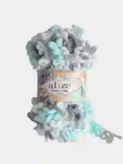 Бежевый меланж пряжа Alize Puffy Fine Color 100% Микрополиэстер 100г 14м