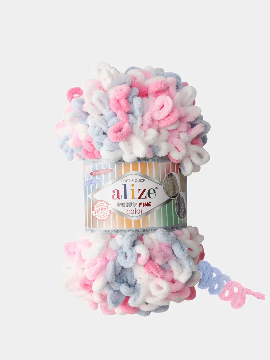 Карамельный пряжа Alize Puffy Fine Color 100% Микрополиэстер 100г 14м