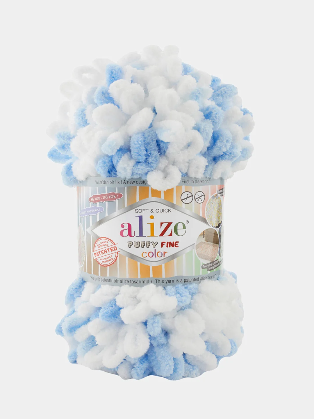 Ледяной пряжа Alize Puffy Fine Color 100% Микрополиэстер 100г 14м