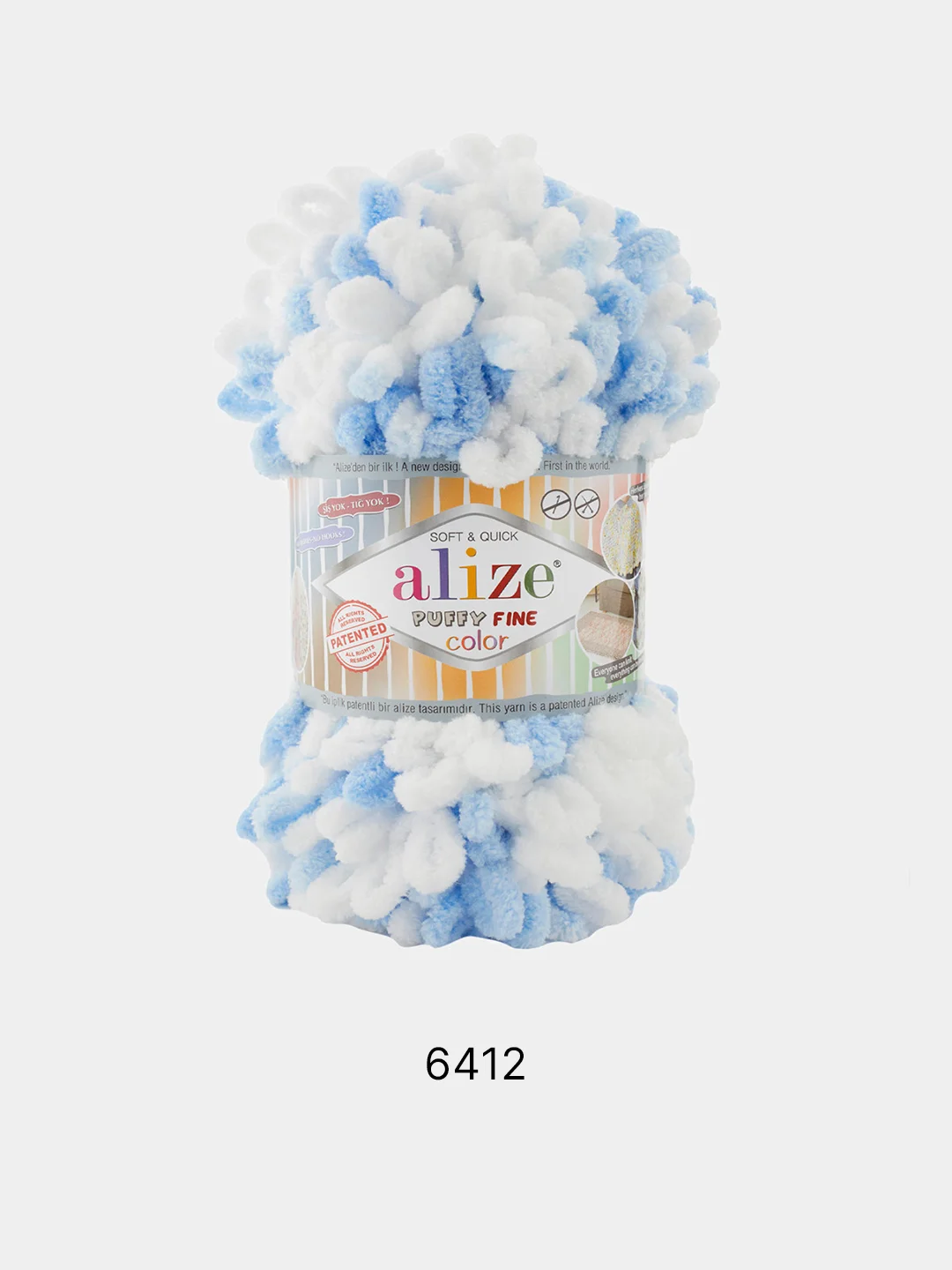Ледяной пряжа Alize Puffy Fine Color 100% Микрополиэстер 100г 14м
