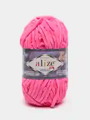 Розовый пряжа плюшевая Alize Velluto (Ализе Веллуто), 100 г, 68 м