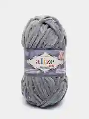 Серый металлик пряжа плюшевая Alize Velluto (Ализе Веллуто), 100 г, 68 м