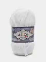 Белый пряжа плюшевая Alize Velluto (Ализе Веллуто), 100 г, 68 м