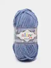 Светло-синий пряжа плюшевая Alize Velluto (Ализе Веллуто), 100 г, 68 м