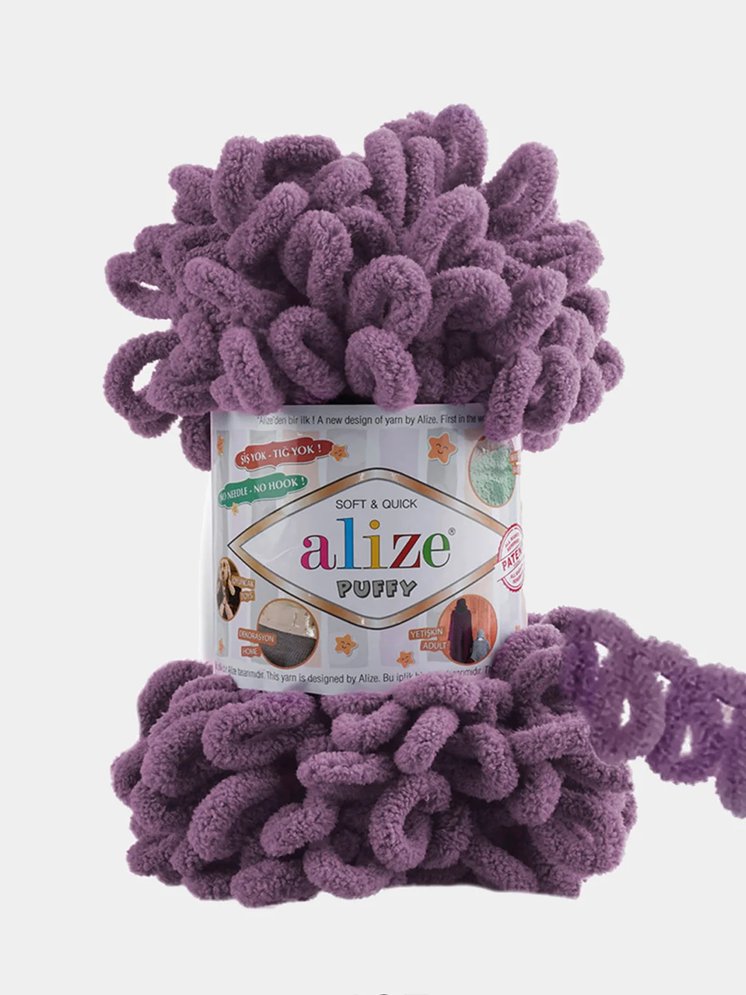 Фиолетовый пряжа Alize Puffy 100% Микрополиэстер 100г 9м (Часть1)