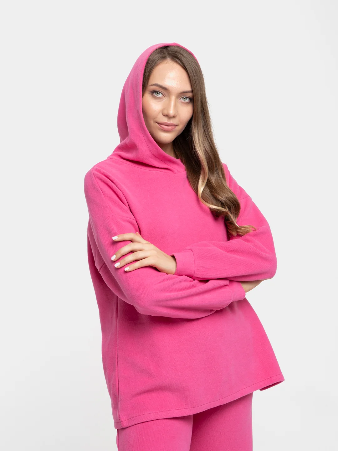 Костюм спортивный с капюшоном, вельветовый, женский