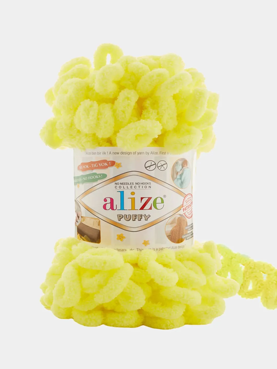 Светло-жёлтый пряжа Alize Puffy 100% Микрополиэстер 100г 9м (Часть1)