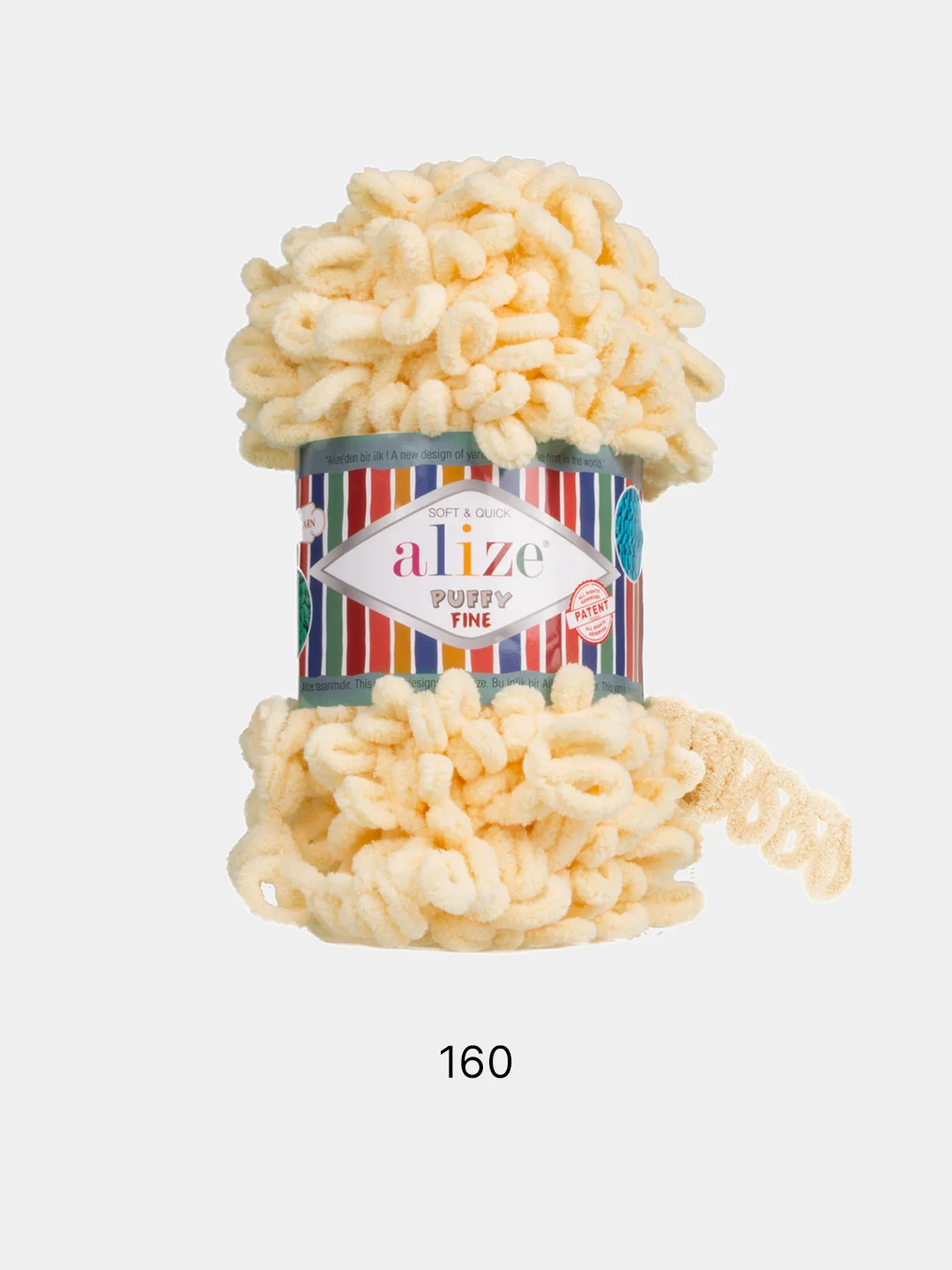 Светло-жёлтый пряжа Alize Puffy Fine 100% Микрополиэстер 100г 14м