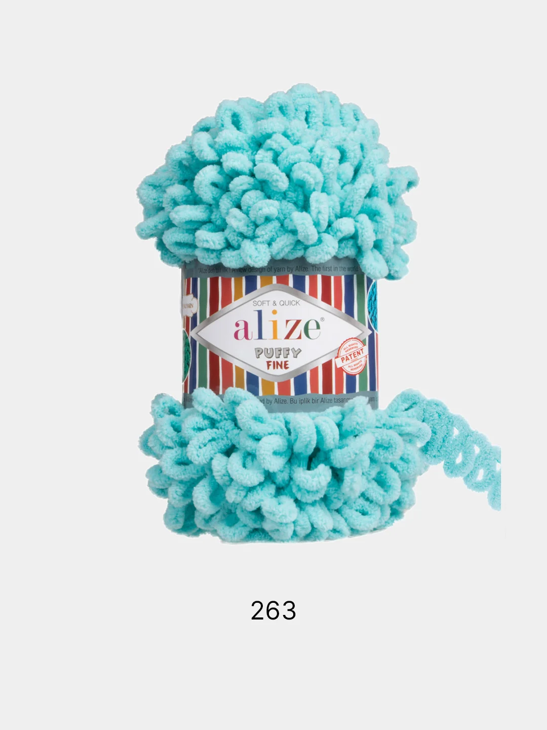 Бирюзовый пряжа Alize Puffy Fine 100% Микрополиэстер 100г 14м