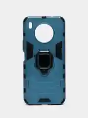 Голубой чехол противоударный с кольцом и магнит для Honor 50 Lite Nova 8i  p smart 2021 хонор
