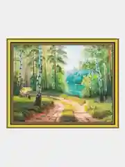 Коричневый алмазная мозаика "Пейзаж" на подрамнике, 40*50 см