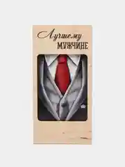 Конверт деревянный резной "Лучшему мужчине", костюм, 16,5 х 8 см