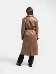 Шоколадный тренч женский длинный, экокожа