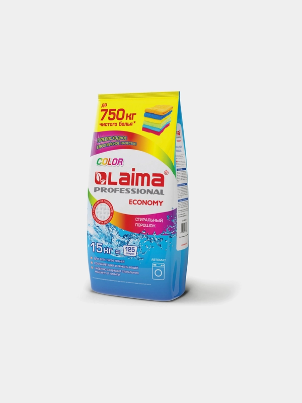 Стиральный порошок автомат 15кг LAIMA PROFESSIONAL Color, для всех типов тканей, 605572