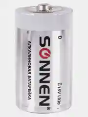 Батарейки КОМПЛЕКТ 2 шт, SONNEN Alkaline,  D (LR20, 13А), алкалиновые, блистер, 451091