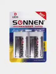 Батарейки КОМПЛЕКТ 2 шт, SONNEN Alkaline,  D (LR20, 13А), алкалиновые, блистер, 451091