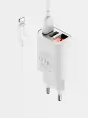 Белый зарядное устройство Borofone BA58A для iPhone, 2USB, быстрая зарядка 2.4A