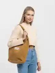 Горчичный шоппер, сумка, вельветовая, на молнии, 2 цвета