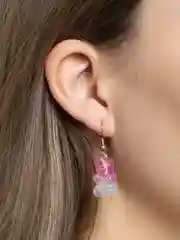 Серебряный серьги с блестящими мармеладными мишками