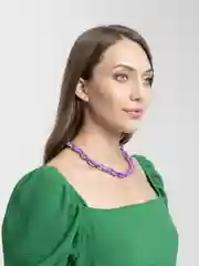 Аметистовый колье - цепь, пластик
