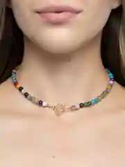 Бордовый бусы Strekoza Collection из агата с застёжкой в форме клевера