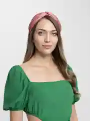 Коралловый ободок для волос с узелком, атласный