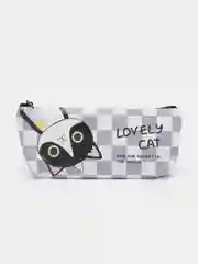 Серый меланж пенал школьный на молнии Lovely Cat