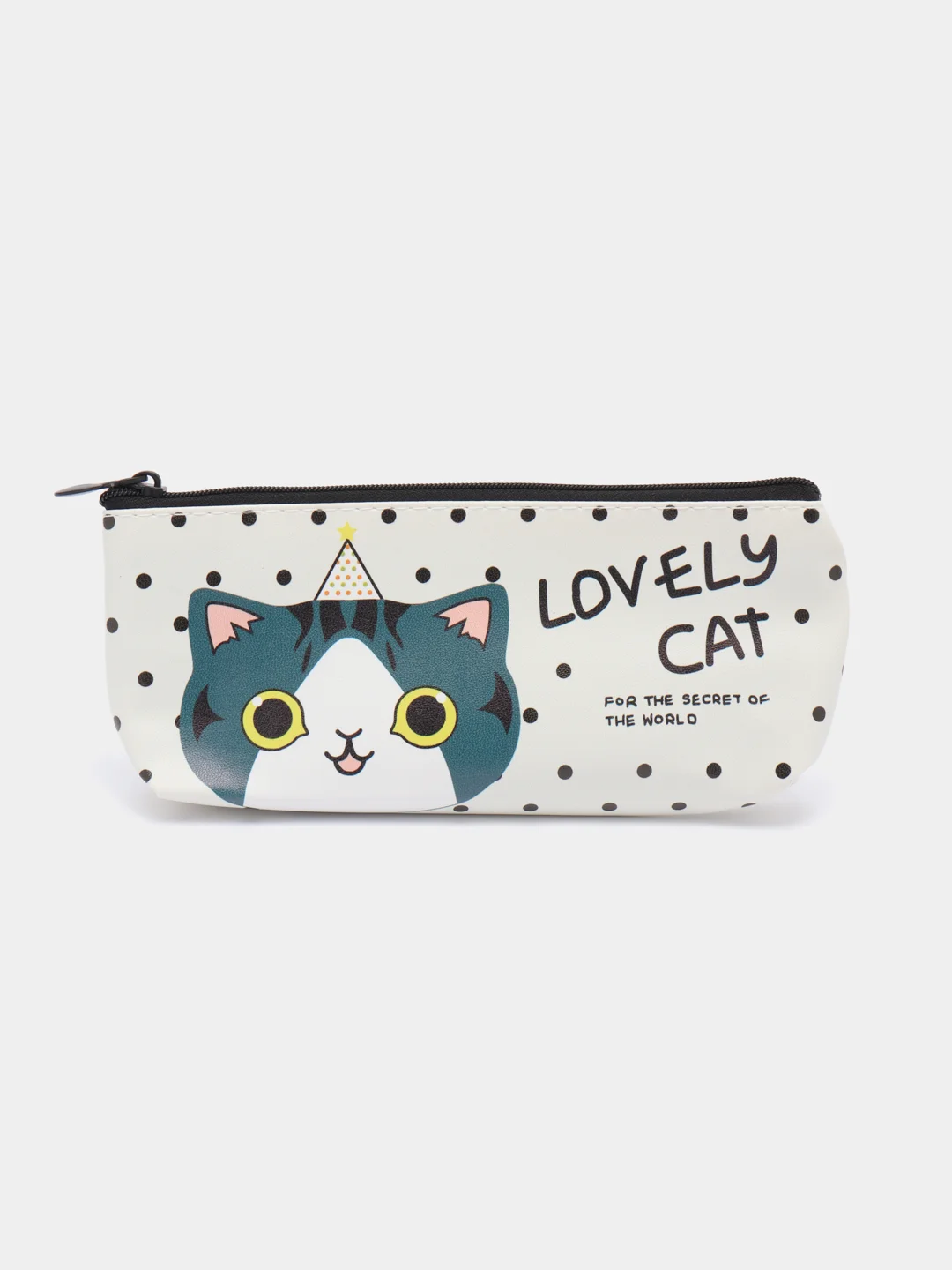 Белый пенал школьный на молнии Lovely Cat