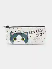 Белый пенал школьный на молнии Lovely Cat