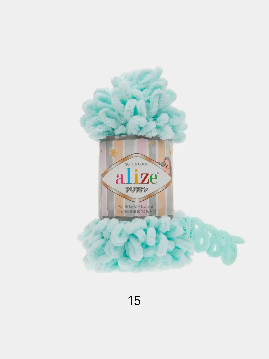 Бирюзовый пряжа с большими петельками Puffy Alize (Ализе Пуффи), разные цвета