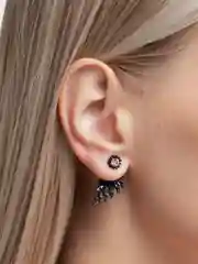 Черный серьги бижутерия, серьги,  серьги гвоздики, 1 пара