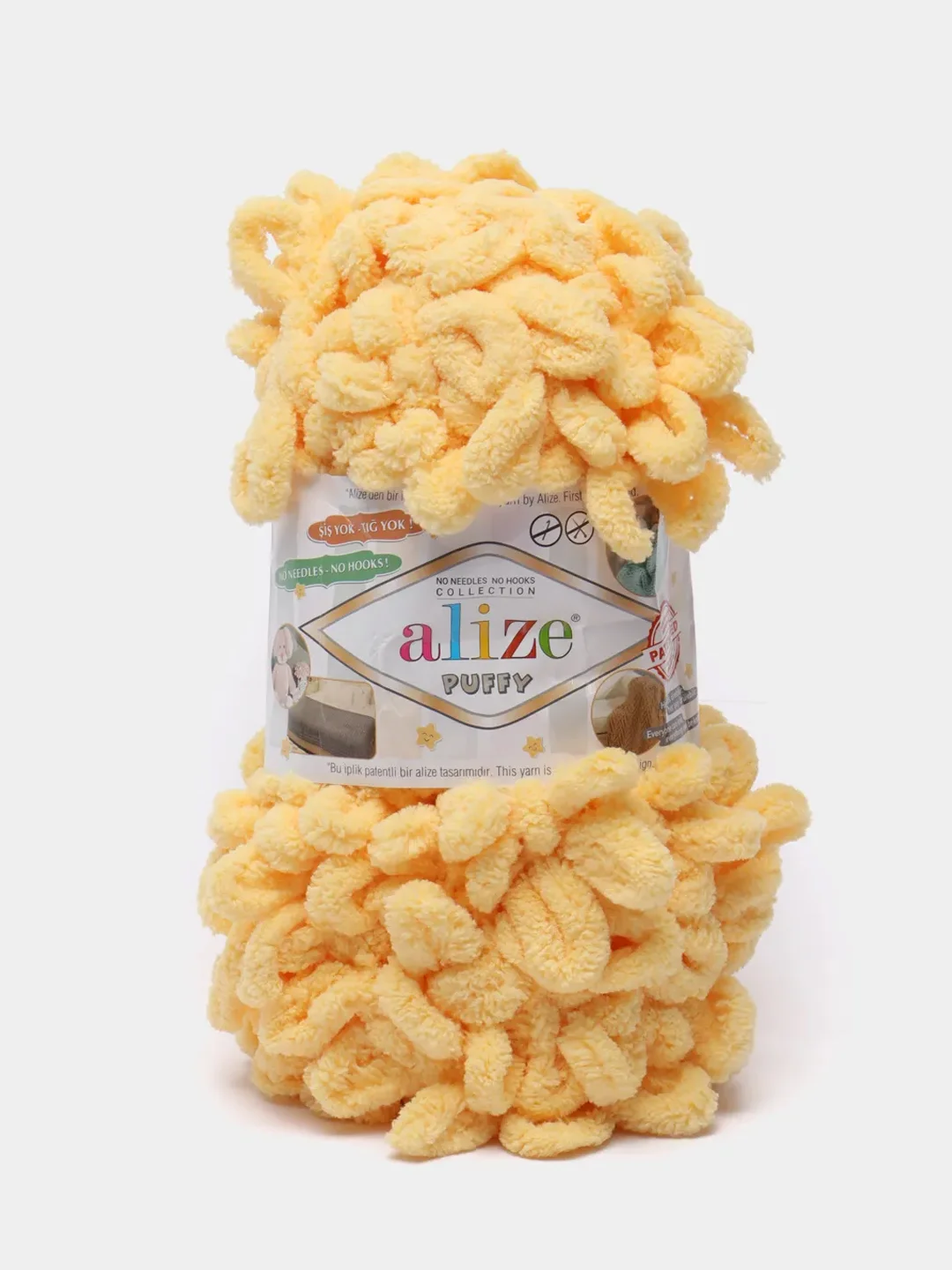 Светло-жёлтый пряжа с большими петельками Puffy Alize (Ализе Пуффи), разные цвета