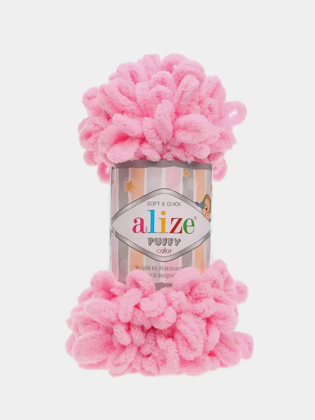 Серый меланж пряжа с большими петельками Puffy Alize (Ализе Пуффи), разные цвета