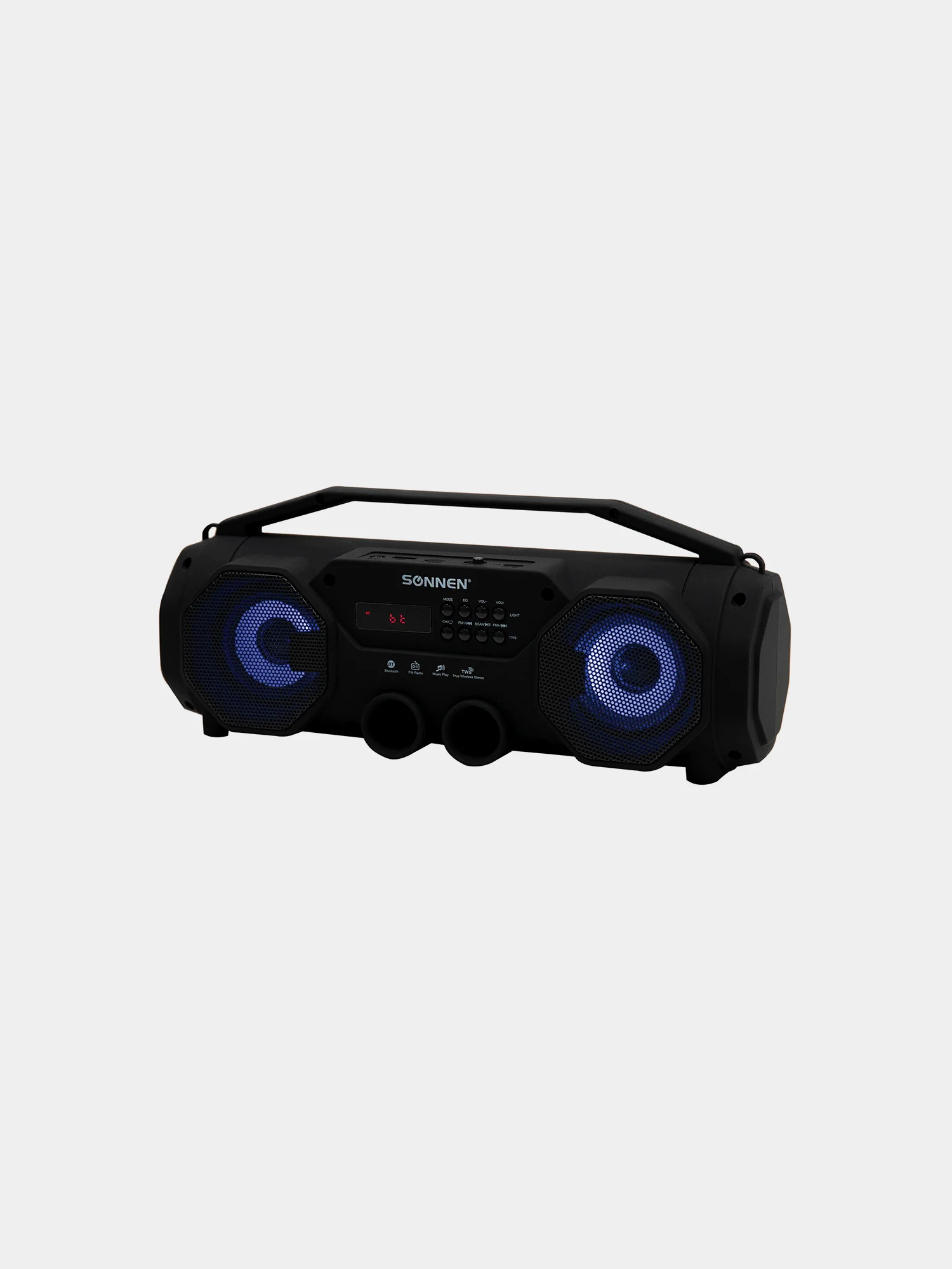 Колонка портативная с подсветкой SONNEN B306, 12 Вт, Bluetooth, FM-тюнер, microSD, черная