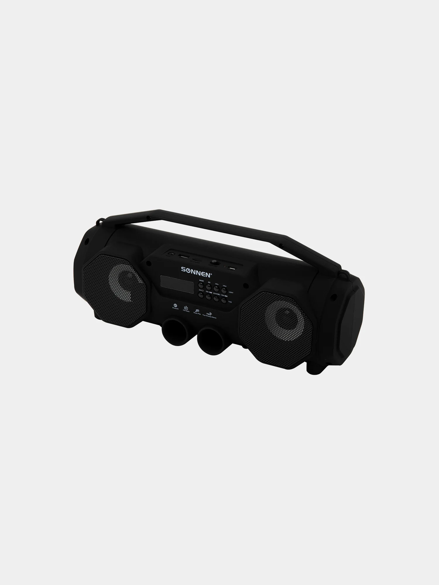 Колонка портативная с подсветкой SONNEN B306, 12 Вт, Bluetooth, FM-тюнер, microSD, черная