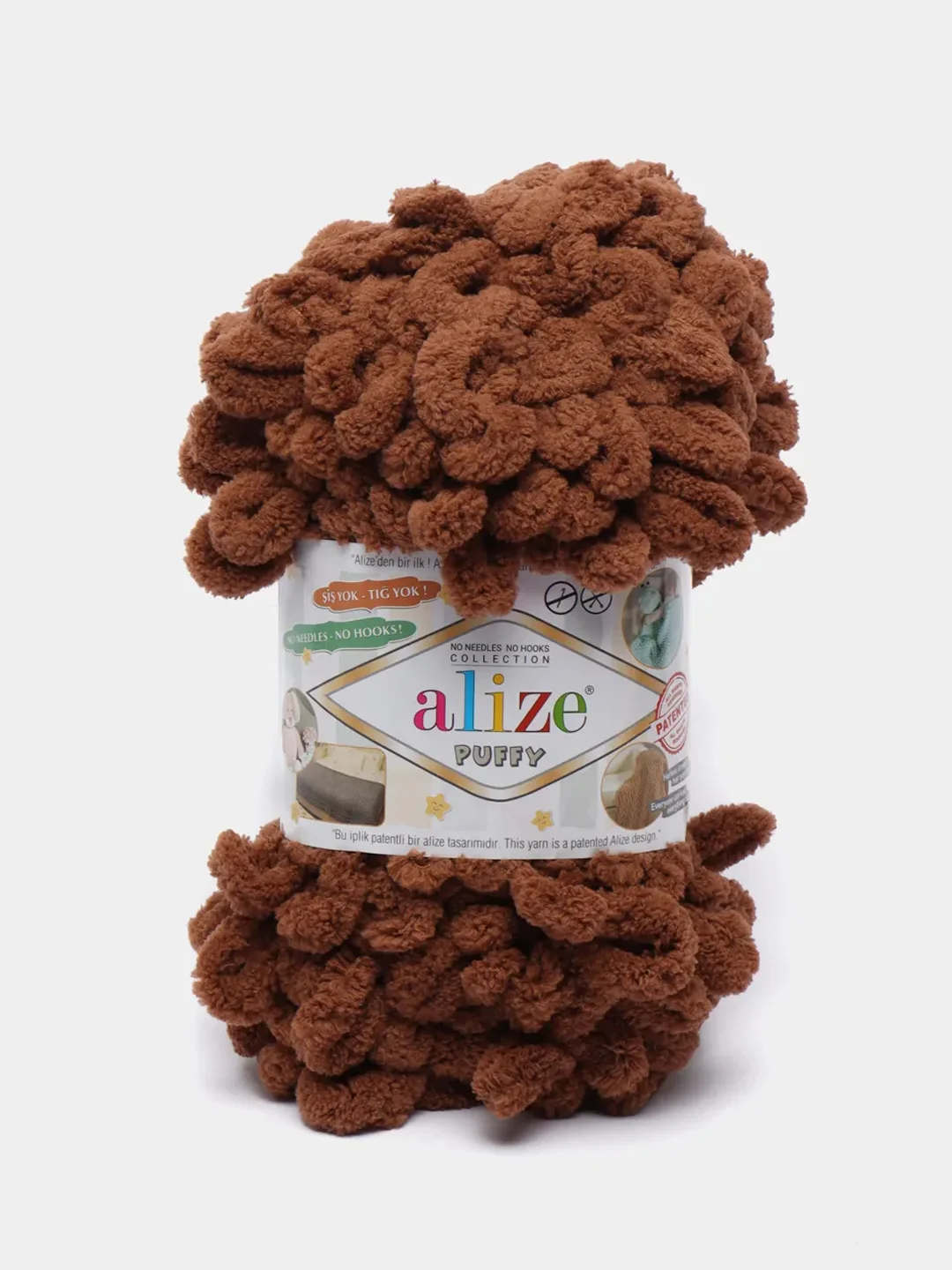 Коричневый пряжа с большими петельками Puffy Alize (Ализе Пуффи), разные цвета