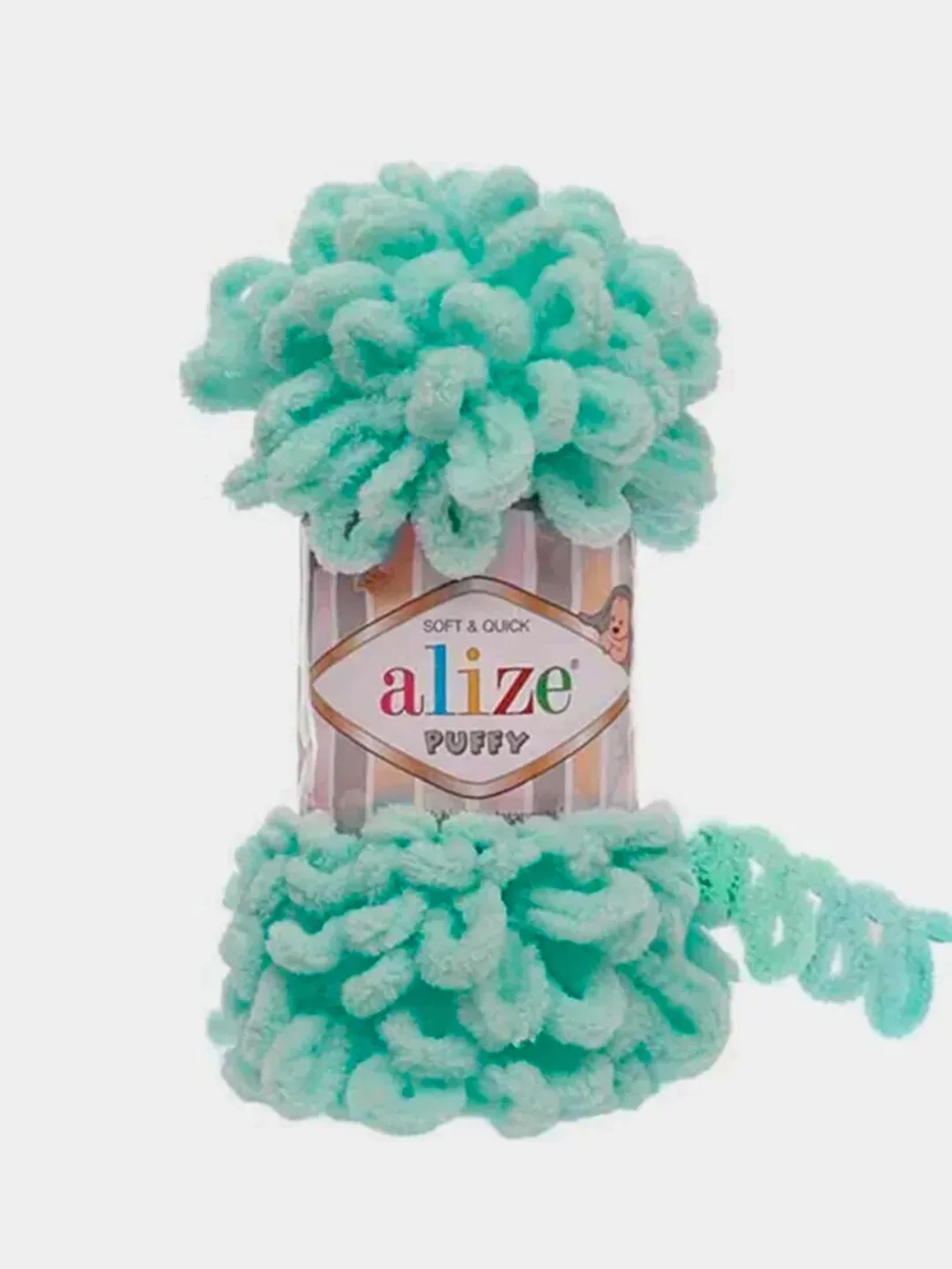 Мятный пряжа с большими петельками Puffy Alize (Ализе Пуффи), разные цвета