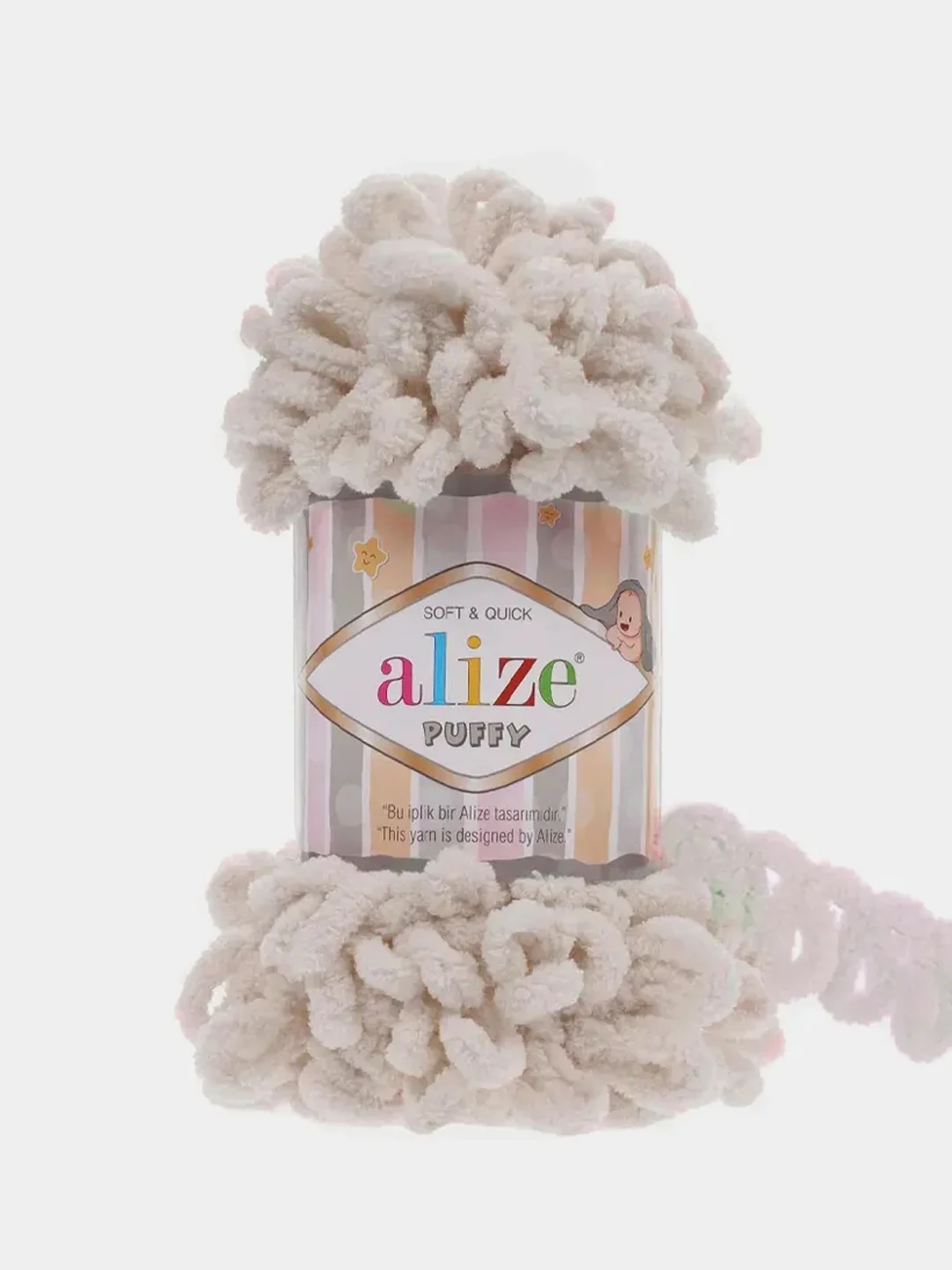 Светло-бежевый пряжа с большими петельками Puffy Alize (Ализе Пуффи), разные цвета