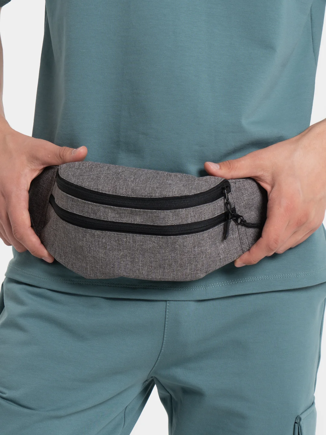 Серый меланж поясная сумка Toprock Classic Bag, унисекс, 17 цветов