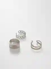 Серебряный набор из 3 колец, регулируемые