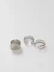 Серебряный набор из 3 колец, регулируемые