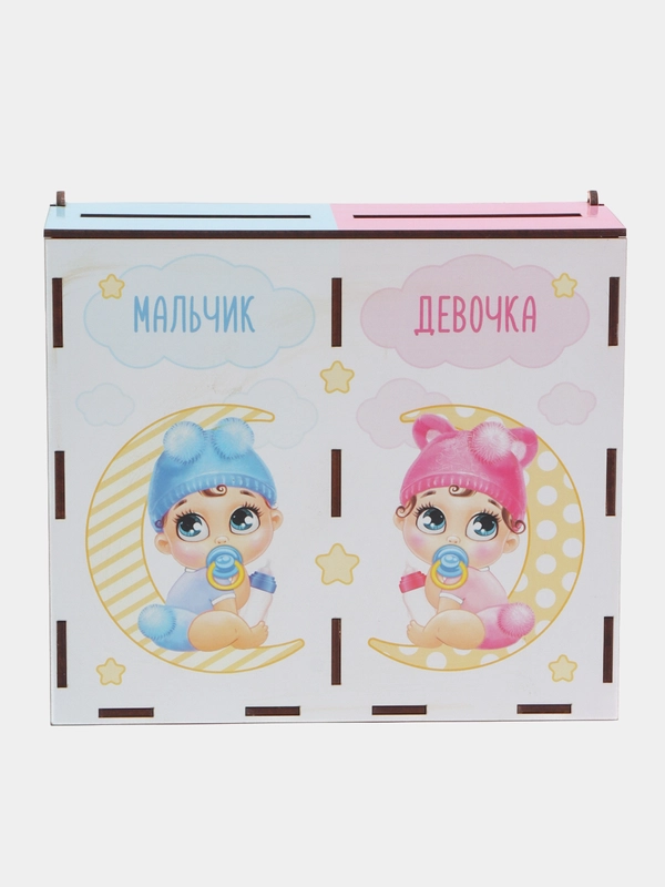 Семейный банк для сбора денег на малыша "Девочка/Мальчик", розово-голубой