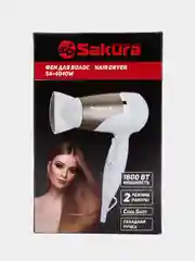 Белый фен для волос Sakura SA-4040W, 1800 Вт, 2 режима работы, 2 скорости